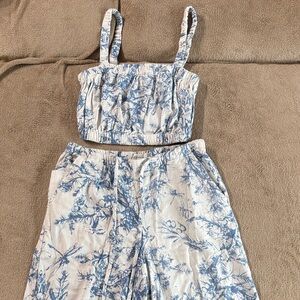 Floral Blue and White Women's Jumpsuit